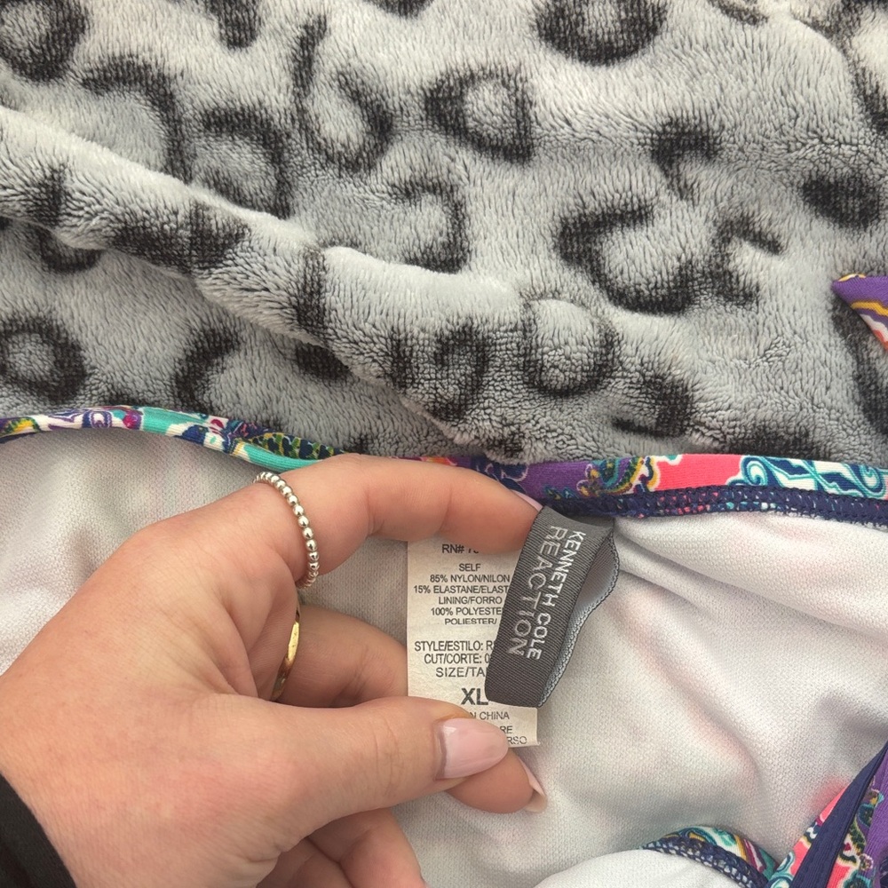 Kenneth Cole Teal, Purple and Pink Paisley Bikini Set - Picture 2 of 3